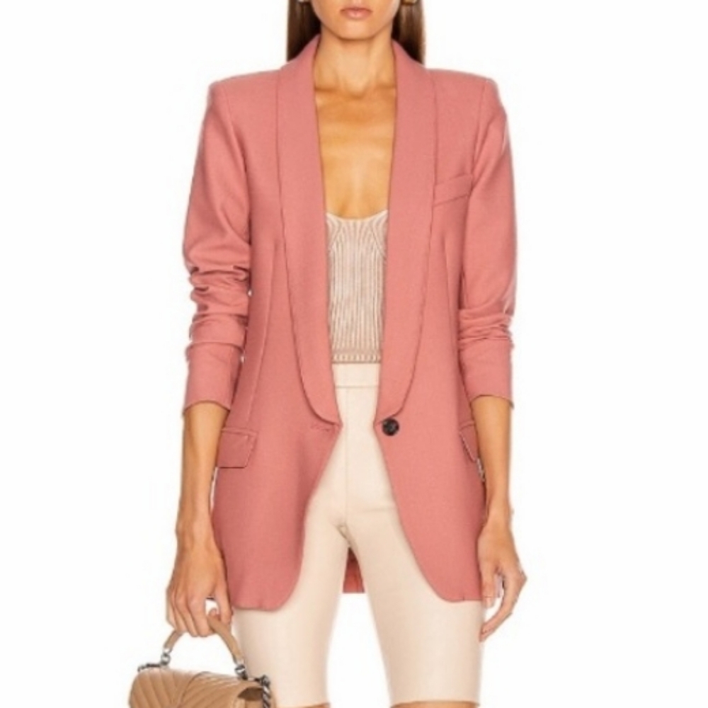Smythe Long Shawl Blazer Jacket Wool Dusty Rose Pink Bisque Color Size 2